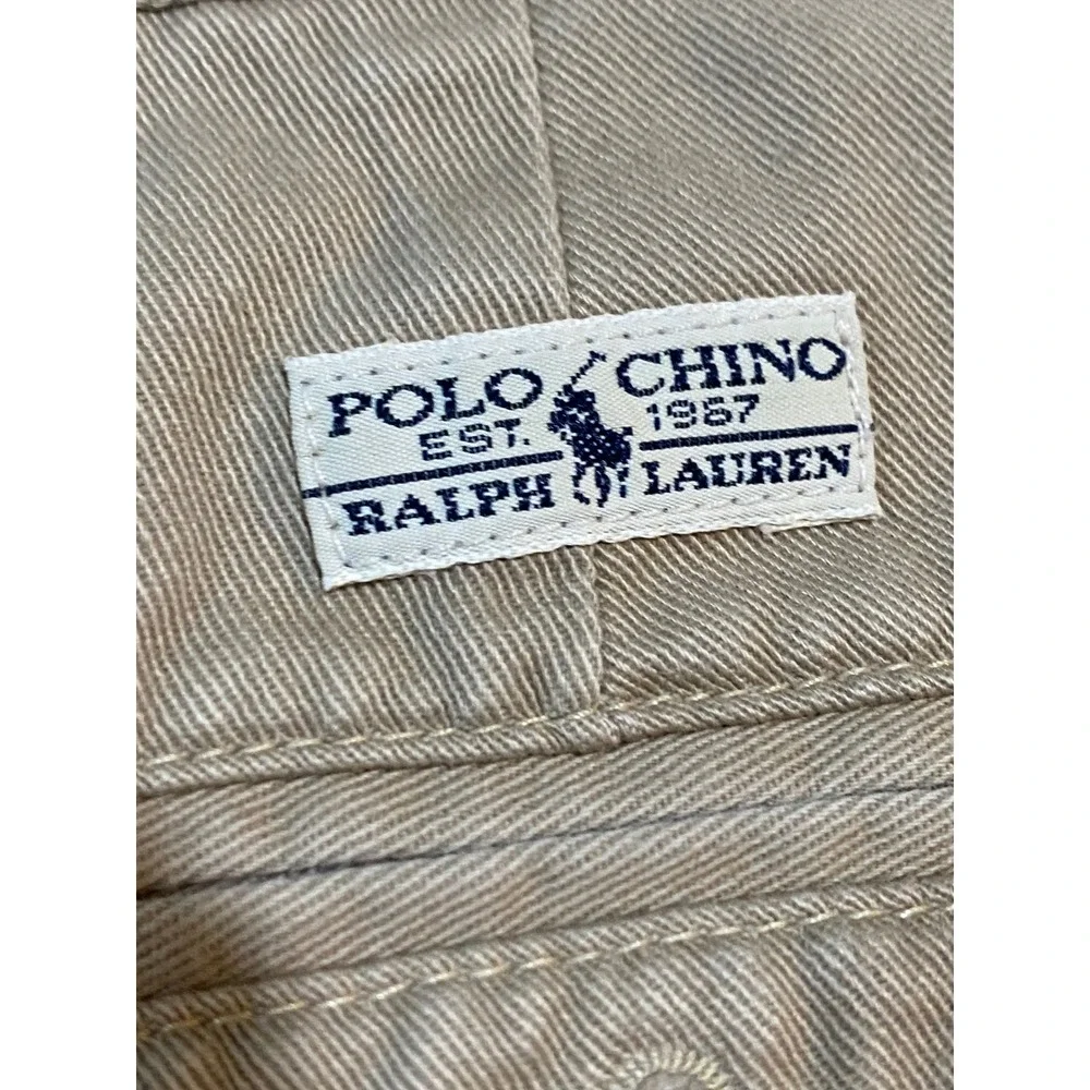 Polo Ralph Lauren Andrew Short Mens 42 Khaki Tan Pleated Chino Twill‎